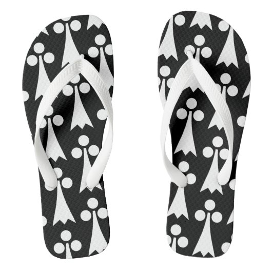 Ermine Pattern, mittelalterliches Muster, weiß auf Badesandalen (Fußbett)