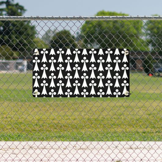 Ermine Pattern, mittelalterliches Muster, weiß auf Banner (Insitu)