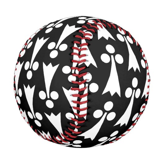 Ermine Pattern, mittelalterliches Muster, weiß auf Baseball (Schrägansicht)