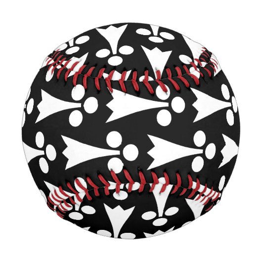Ermine Pattern, mittelalterliches Muster, weiß auf Baseball (Vorderseite)