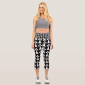 Ermine Pattern, mittelalterliches Muster, weiß auf Capri Leggings (Vorderseite)