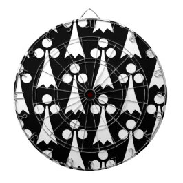 Ermine Pattern, mittelalterliches Muster, weiß auf Dartscheibe