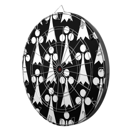 Ermine Pattern, mittelalterliches Muster, weiß auf Dartscheibe (Vorderseite rechts)