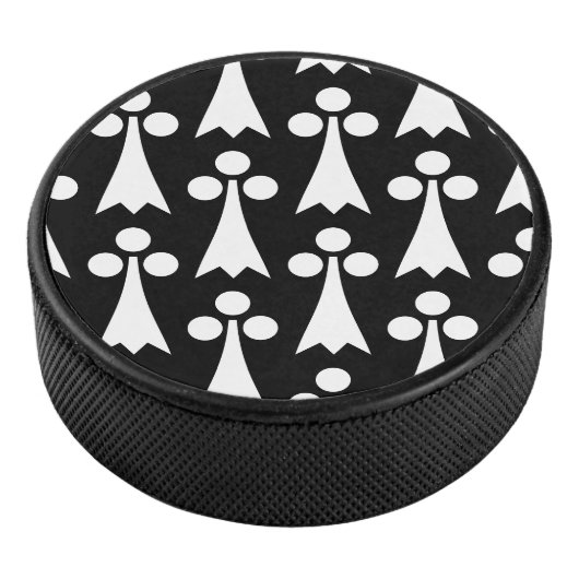Ermine Pattern, mittelalterliches Muster, weiß auf Eishockey Puck (3/4)