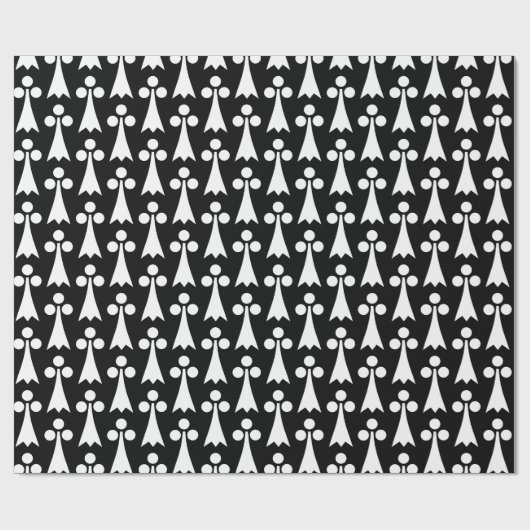 Ermine Pattern, mittelalterliches Muster, weiß auf Geschenkpapier (Flach)