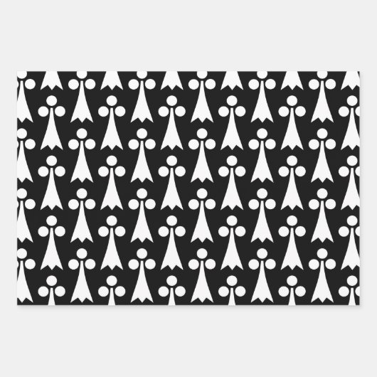 Ermine Pattern, mittelalterliches Muster, weiß auf Geschenkpapier Set (Vorderseite 2)