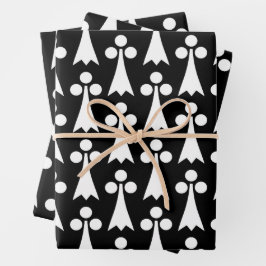 Ermine Pattern, mittelalterliches Muster, weiß auf Geschenkpapier Set