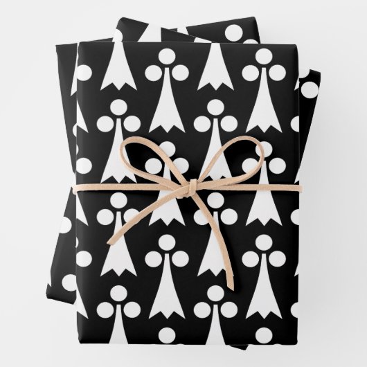 Ermine Pattern, mittelalterliches Muster, weiß auf Geschenkpapier Set (Beispiel)