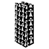 Ermine Pattern, mittelalterliches Muster, weiß auf Geschenktüte Für Weinflaschen (Vorderseite Schrägansicht)