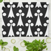Ermine Pattern, mittelalterliches Muster, weiß auf Geschirrtuch (Gefaltet)