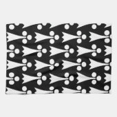 Ermine Pattern, mittelalterliches Muster, weiß auf Geschirrtuch (Horizontal)