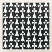 Ermine Pattern, mittelalterliches Muster, weiß auf Glasuntersetzer (Vorderseite)
