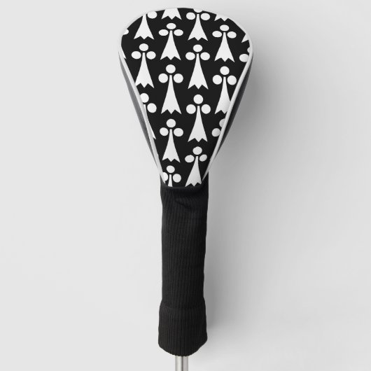 Ermine Pattern, mittelalterliches Muster, weiß auf Golf Headcover (Vorderseite)