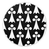 Ermine Pattern, mittelalterliches Muster, weiß auf Keramikknauf (Vorderseite)