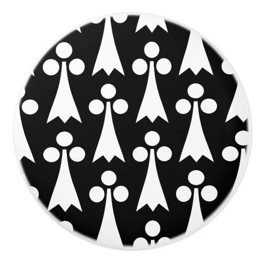 Ermine Pattern, mittelalterliches Muster, weiß auf Keramikknauf (Vorderseite)