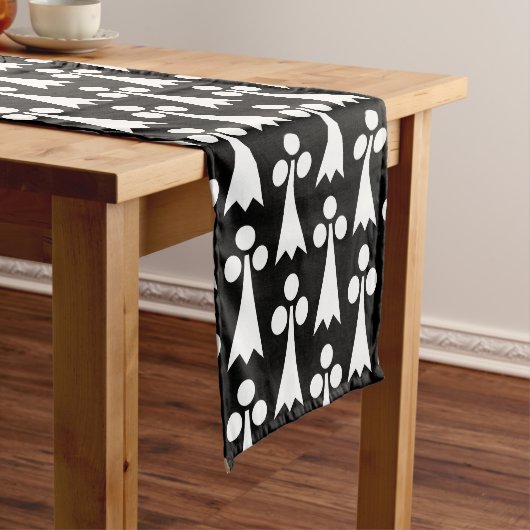 Ermine Pattern, mittelalterliches Muster, weiß auf Kurzer Tischläufer (Beispiel)
