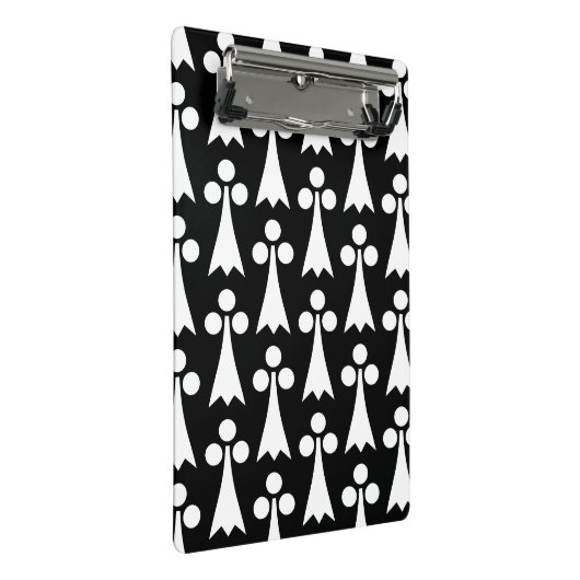 Ermine Pattern, mittelalterliches Muster, weiß auf Mini Klemmbrett (Schrägansicht)