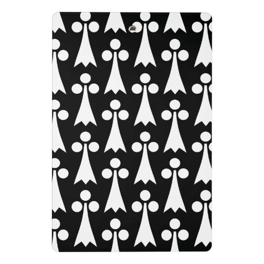 Ermine Pattern, mittelalterliches Muster, weiß auf Mini Klemmbrett (Rückseite)