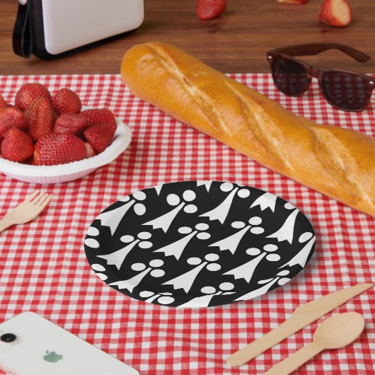 Ermine Pattern, mittelalterliches Muster, weiß auf Pappteller (Picknick)
