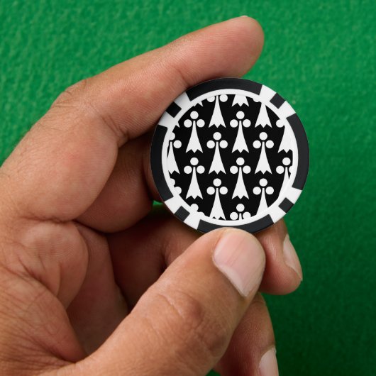 Ermine Pattern, mittelalterliches Muster, weiß auf Pokerchips (Hand)