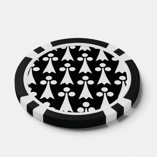 Ermine Pattern, mittelalterliches Muster, weiß auf Pokerchips (Einzeln)