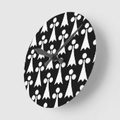 Ermine Pattern, mittelalterliches Muster, weiß auf Runde Wanduhr (Winkel)