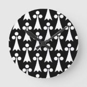Ermine Pattern, mittelalterliches Muster, weiß auf Runde Wanduhr (Vorderseite)