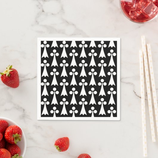 Ermine Pattern, mittelalterliches Muster, weiß auf Serviette (Beispiel)