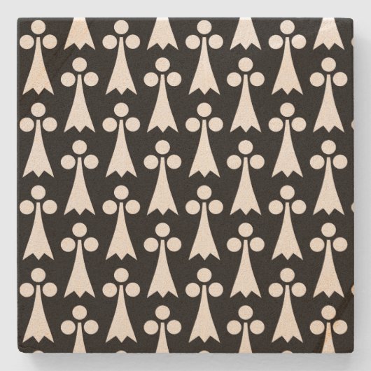 Ermine Pattern, mittelalterliches Muster, weiß auf Steinuntersetzer (Vorderseite)