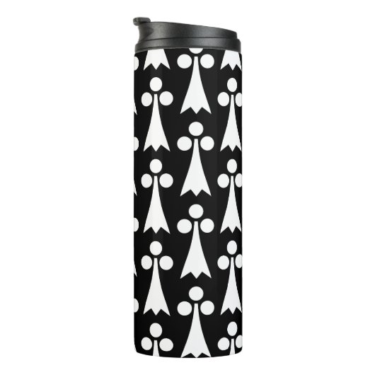 Ermine Pattern, mittelalterliches Muster, weiß auf Thermosbecher (Nach rechts gedreht)