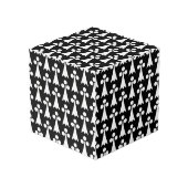 Ermine Pattern, mittelalterliches Muster, weiß auf Würfel (Vorderseite Schrägansicht)