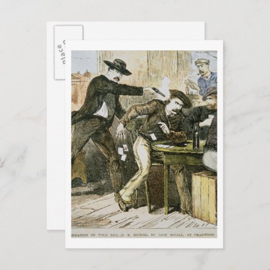 Ermordung von 'Wilden Bill' (W.B. Hickok) durch Ja Postkarte (Vorne/Hinten)