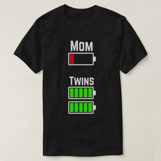 Ermüdete doppelte Mama, geringe Batterieladung Pre T-Shirt (Design vorne)