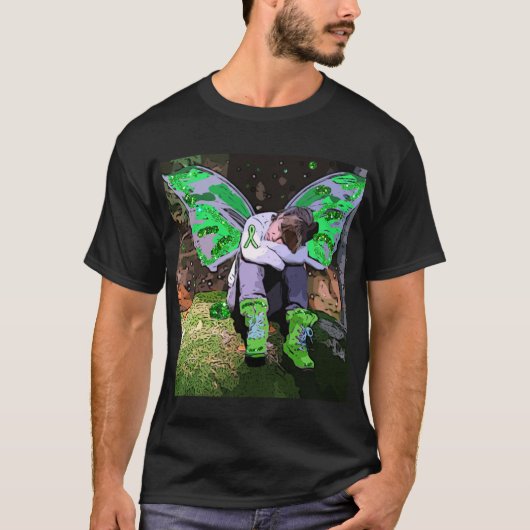 Ermüdete Lyme-Krankheit Krieger mit Angel-Wings-Ze T-Shirt (Vorderseite)