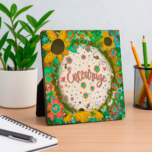 Ermutigen Sie Spaß und Inspirivity Easel Plaque Fotoplatte