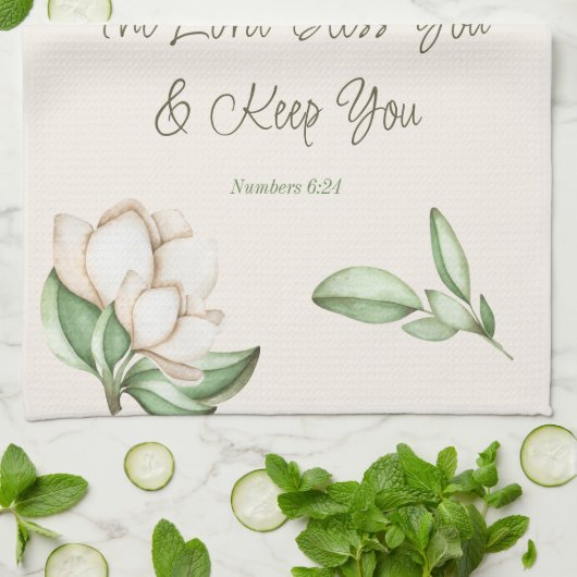 Ermutigend Bibel Verse Magnolia Wasserfarbskript Geschirrtuch (Gefaltet)