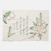 Ermutigend Bibel Verse Magnolia Wasserfarbskript Geschirrtuch (Horizontal)