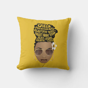 Ermutigend schwarze Frauen, natürliche Haarnerven, Kissen