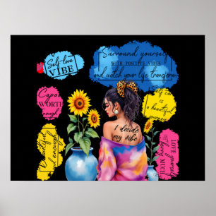 Ermutigende Affirmationen für Frauen Positive Vibe Poster