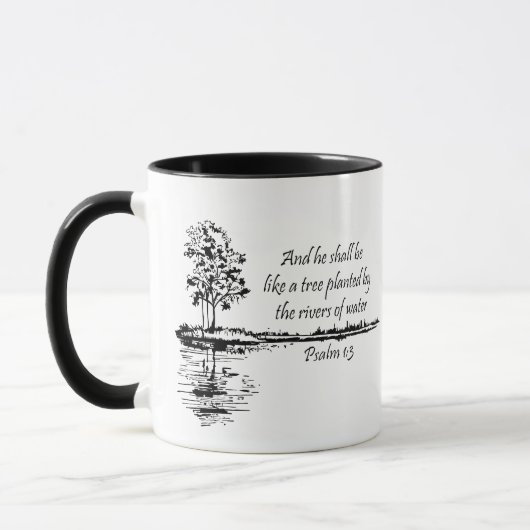 Ermutigende Bibelschrift Psalm 1:3 Tasse (Links)