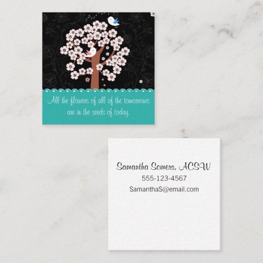 Ermutigende Botschaft mit Vögeln & Garten Quadratische Visitenkarte (Vorne/Hinten)