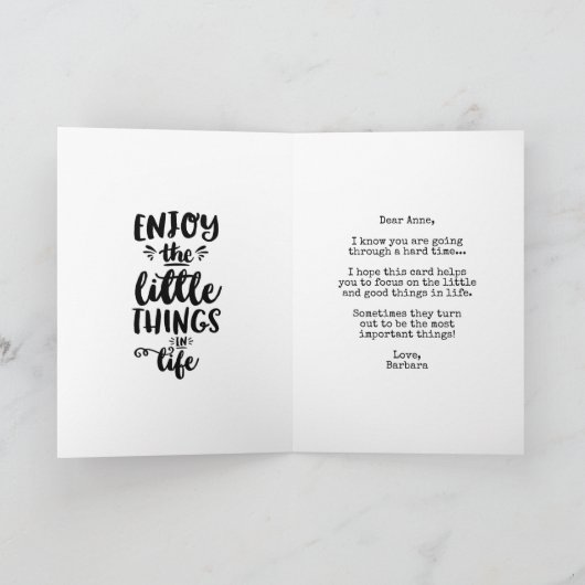 Ermutigende Kartenangebot Kleine Dinge geniessen Karte (Innenseite)