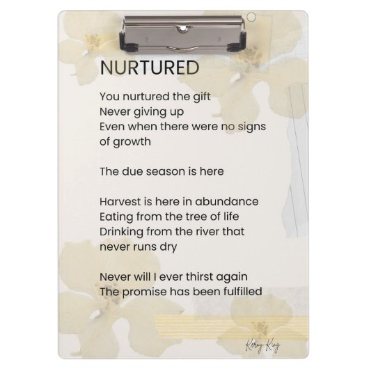 Ermutigendes Gedicht, belebt Klemmbrett (Vorderseite)