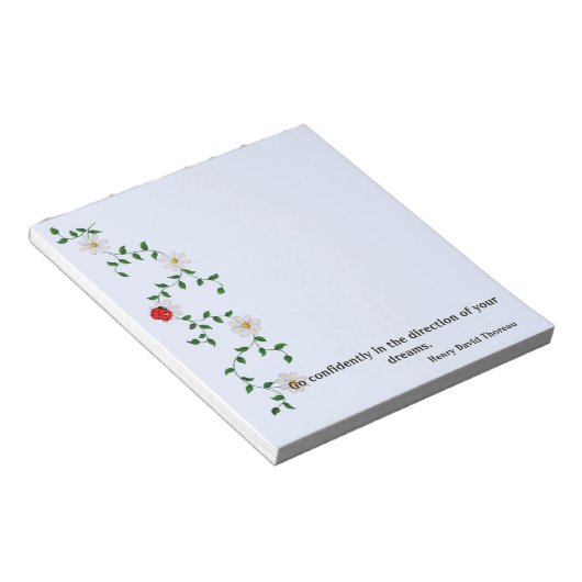 Ermutigendes Zitat mit Daisies und Ladybug Notizblock (angewinkelt)