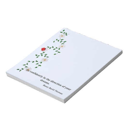 Ermutigendes Zitat mit Daisies und Ladybug Notizblock (Rotiert)
