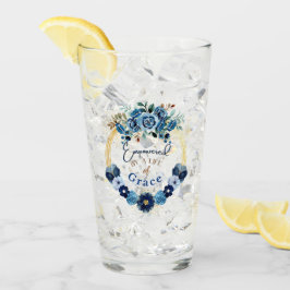 Ermutigt durch Gottes Grace Blue Gold Floral Glas