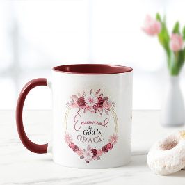 Ermutigt durch Gottes Grace Pink Floral Gold Kranz Tasse
