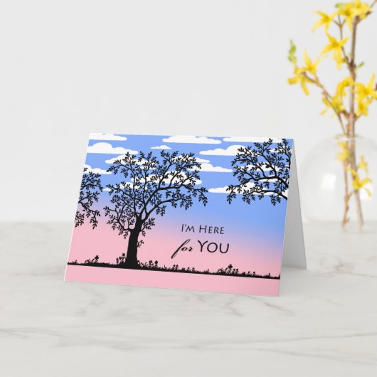 Ermutigung, bin ich hier für Sie, Baum-Silhouette Karte (Gelbe Blume)