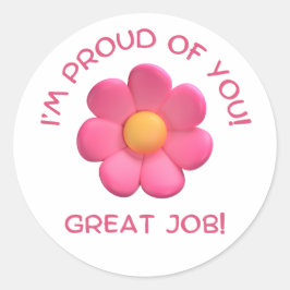 Ermutigung der Lehrer, rosa Blume niedlich Runder Aufkleber