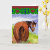 Ermutigung des Spaßes mit dem Wasserfarbpferd Karte (Gelbe Blume)